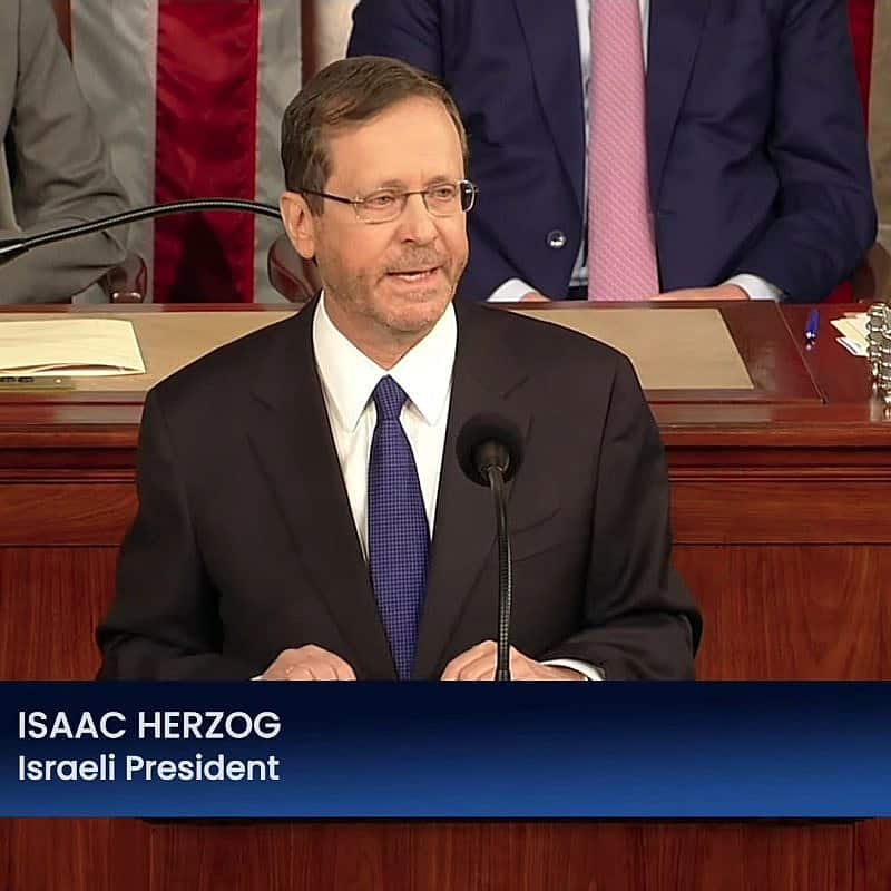 Israeli President Isaac Herzog addresses a joint session of Congress in Washington, July 19, 2023. Source: Screenshot/C-SPAN.