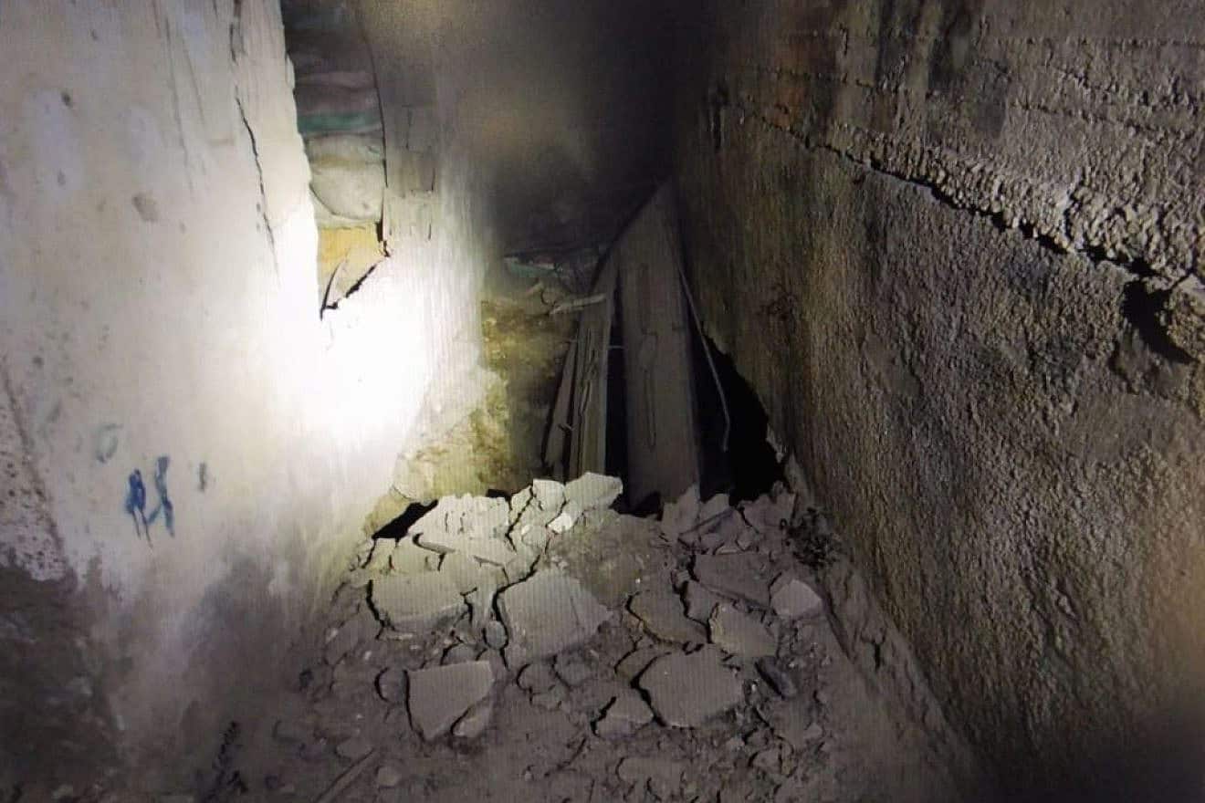 The entrance to a terror tunnel discovered underneath the al-Ansar mosque in the Jenin refugee camp, July 4, 2023. Credit: IDF Spokesperson.
