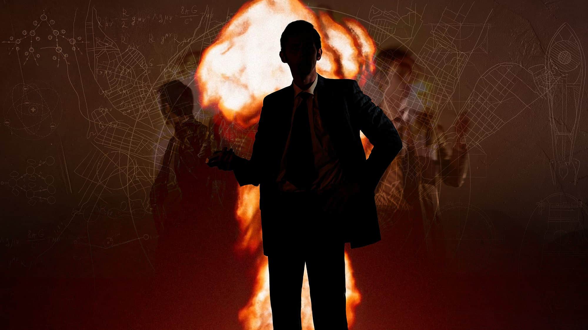 Art collage of the Manhattan Project. led by J. Robert Oppenheimer. Credit: Lia Koltyrina/Shutterstock.