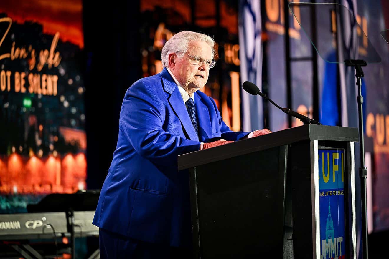 Pastor John Hagee speaks at the annual Christians United for Israel (CUFI) Summit in Washington on July 17, 2023. Credit: CUFI.