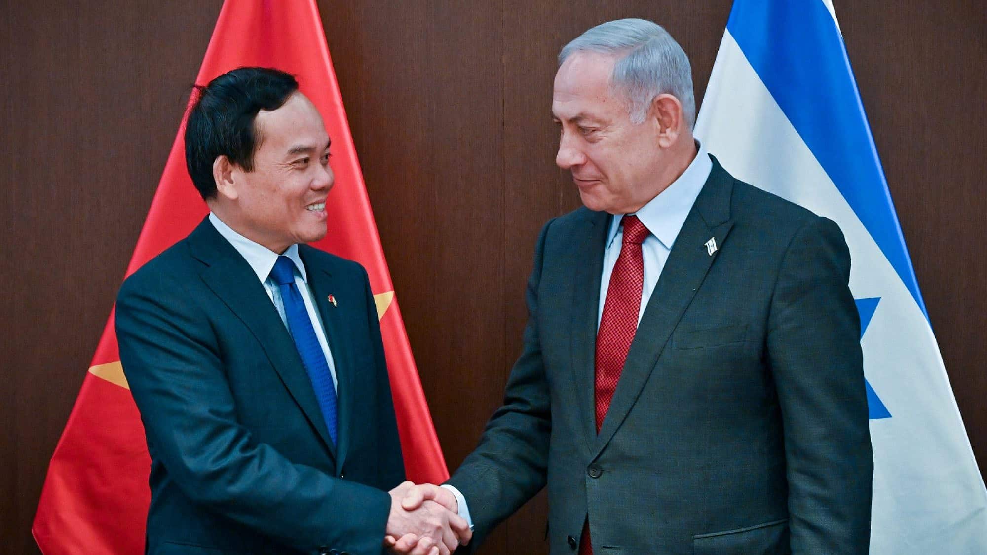 Prime Minister Benjamin Netanyahu with Vietnamese Deputy Prime Minister Tran Luu Quang in Jerusalem, July 25, 2023. Photo by Kobi Gideon/GPO.