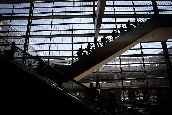 Passengers at the arrival hall in the Ben-Gurion International airport near Tel Aviv on July 11, 2023. Photo by Chaim Goldberg/Flash90.