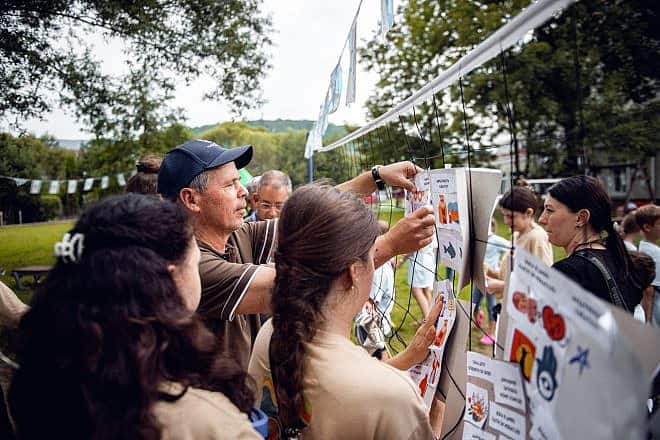 A Jewish Federations of North America delegation visits a Jewish Agency for Israel summer camp in Ukraine, supported by JFNA funds. Credit: JFNA.