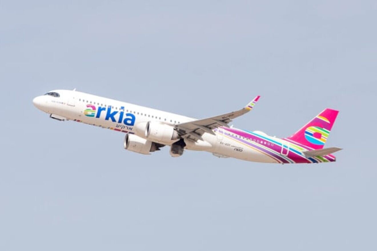 An Arkia flight takes off from Ben-Gurion International Airport, March 2, 2021. Photo by Yossi Aloni/Flash90.