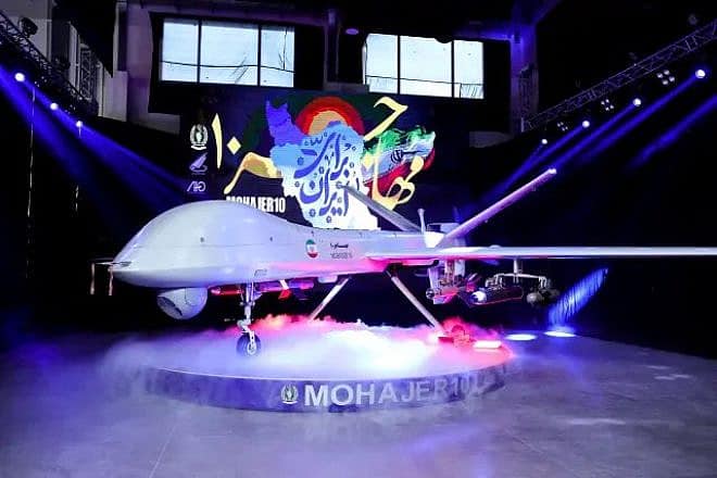 The Iranian-made Mohajer-10 drone unveiled on Aug. 22, 2023. Source: X.