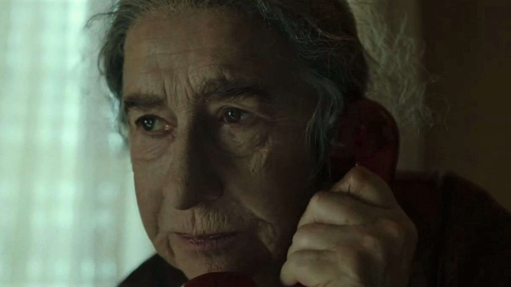 Actor Helen Mirren as Golda Meir in the new feature film “Golda,” directed by Guy Nattiv. Source: Screenshot.