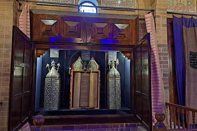 Torah scrolls of the Iraqi-Jewish community at the Babylonian Jewry Heritage Center in Or Yehuda. Photo by Lily Shor.