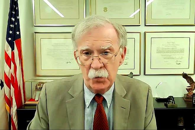 John Bolton, former U.S. national security adviser and former ambassador to the United Nations, speaking at a Jerusalem Center for Public Affairs conference on Aug. 10, 2023. Credit: screenshot.