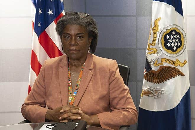 Linda Thomas-Greenfield, U.S. Ambassador to the United Nations, at the U.N. Security Council Open Debate on Multilateralism on May 7, 2021. Credit: Freddie Everett/U.S. State Department.