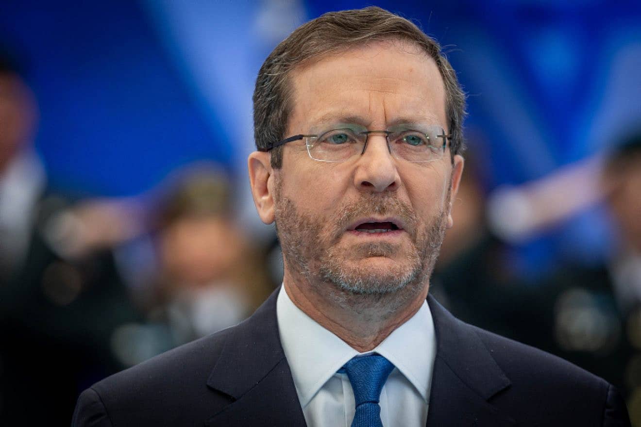 President Isaac Herzog attends an event on Israel's 75th Independence Day, April 26, 2023. Photo by Yonatan Sindel/Flash90.