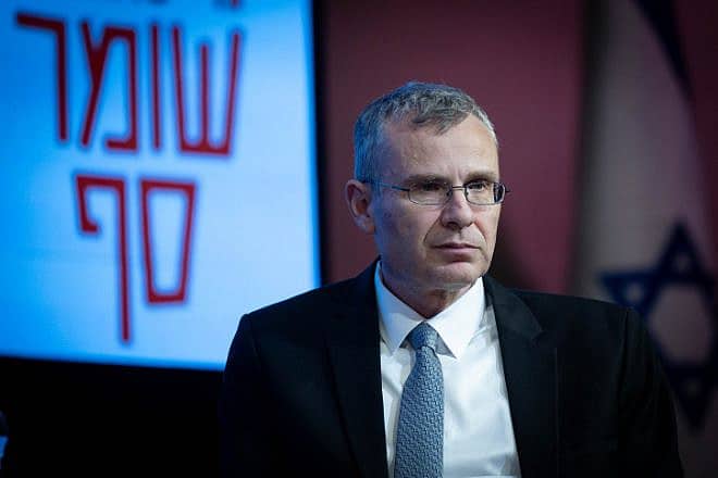 Israeli Justice Minister Yariv Levin attends the Mida conference at the Begin Heritage Center in Jerusalem, Sept. 5, 2023. Photo by Chaim Goldberg/Flash90.