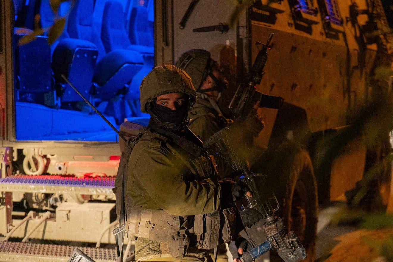 Israeli soldiers during overnight counterterror operations in Judea and Samaria. Credit: IDF.
