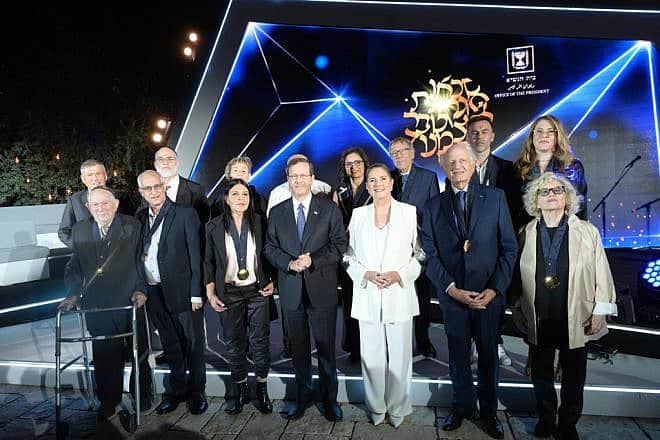 Israeli President Isaac Herzog awards the country's Presidential Medal of Honor to 13 leaders from Israel and the Diaspora during a ceremony in Jerusalem, Sept. 6, 2023. Photo by Amos Ben-Gershom/GPO.