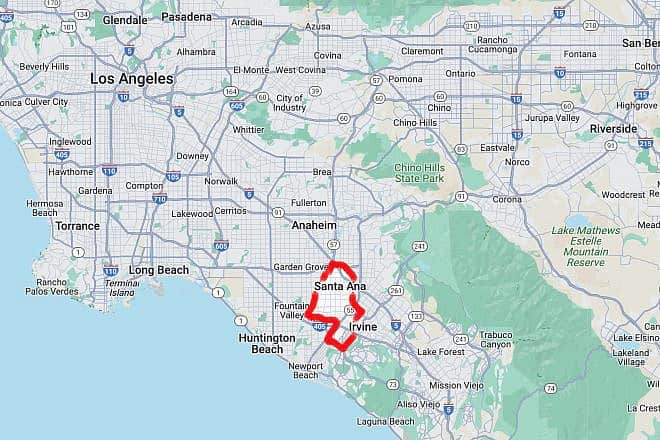 The Santa Ana Unified School District in California. Source: Google Maps screenshot.