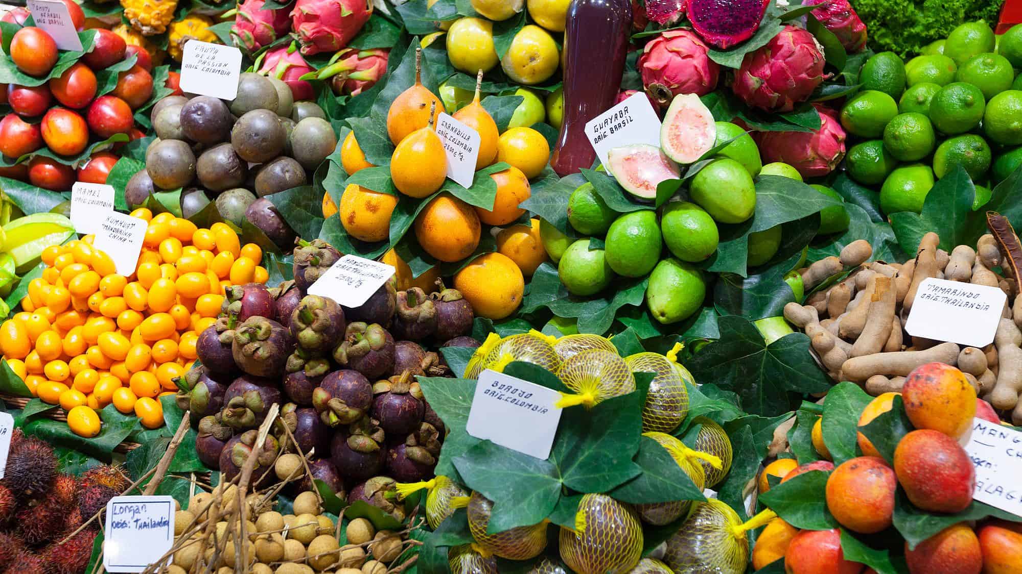 Exotic fruits and vegetables at a Spanish (Sephardic) market. Credit: BearFotos/Shutterstock.