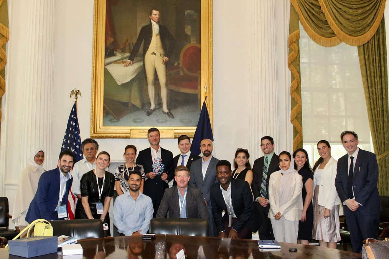 The 2023 Abraham Accords Anniversary Delegation meets with Edward Mermelstein, New York City's commissioner for international affairs, at NYC City Hal on Sept. 7, 2023. Credit: Courtesy.