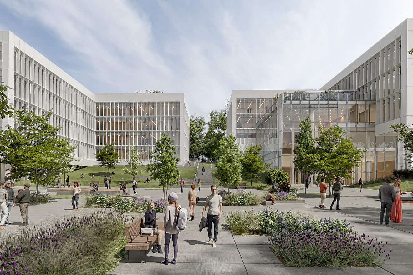 A sketch of Afeka College of Engineering’s planned campus in Yad Eliyahu. Source: Architectural drawings, Tsionov Vitkon Architects.