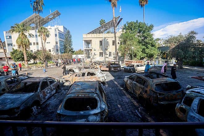 Some of the damage caused by an explosion at Al-Ahli Arab Hospital in Gaza City, Oct. 18, 2023. Photo by Atia Mohammed/Flash90.