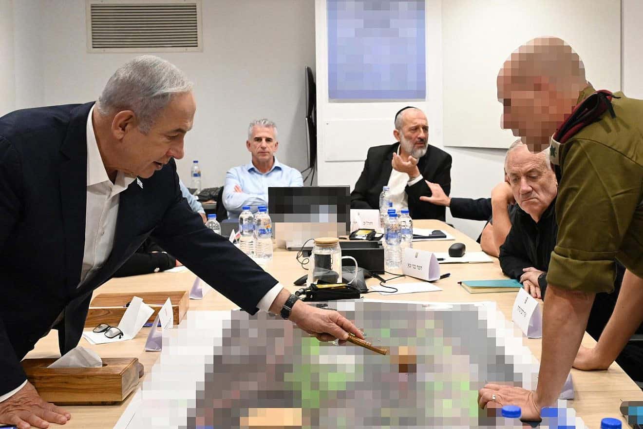 Prime Minister Benjamin Netanyahu holds a security assessment with the War Cabinet at the Kirya military headquarters in Tel Aviv, Oct. 18, 2023. Photo by Haim Zach/GPO.