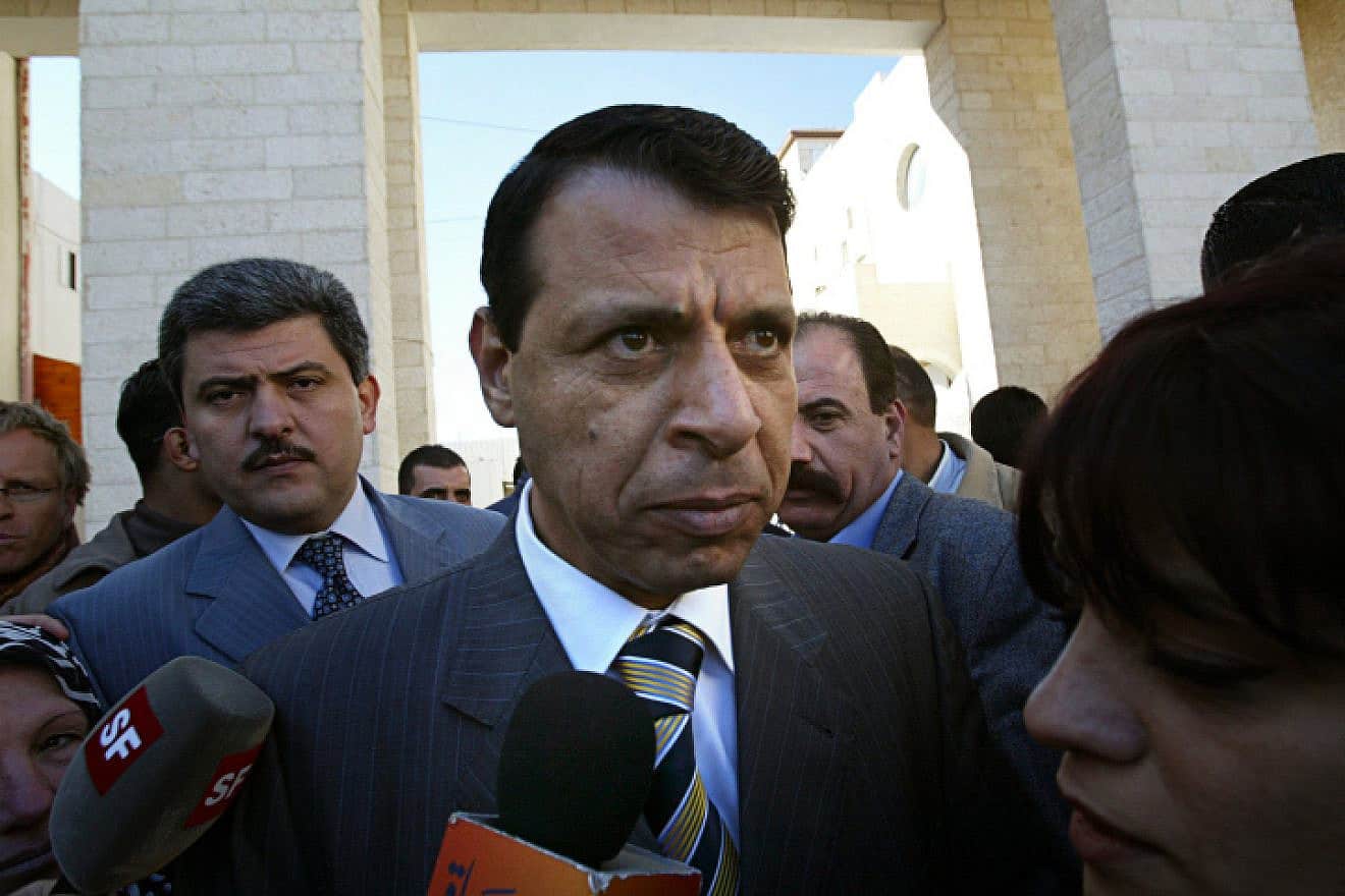 Then-Fatah lawmaker Mohammed Dahlan speaks to the press in Ramallah, Dec. 16, 2006. Photo by Michal Fattal/Flash90.