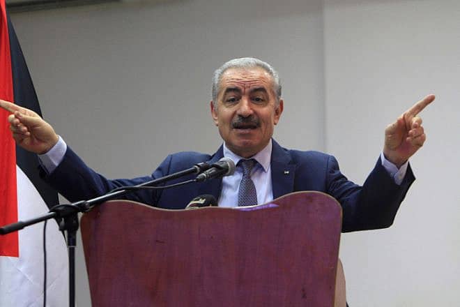 Palestinian Authority Prime Minister Mohammad Shtayyeh attends the inauguration of a municipal water project in northern Samaria, Sept. 3, 2022. Photo by Nasser Ishtayeh/Flash90.