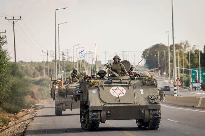 IDF troops not far from the Gaza border on Oct. 16, 2023. Photo by Chaim Goldberg/Flash90.