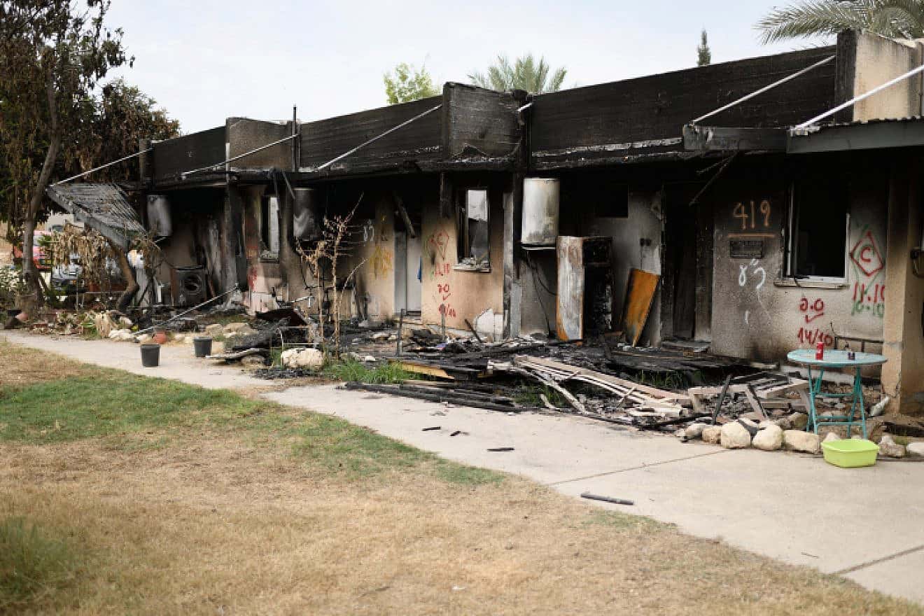 The aftermath of Hamas's Oct. 7 attack on Kibbutz Kfar Aza, Oct. 27, 2023. Photo by Gili Yaari/Flash90.