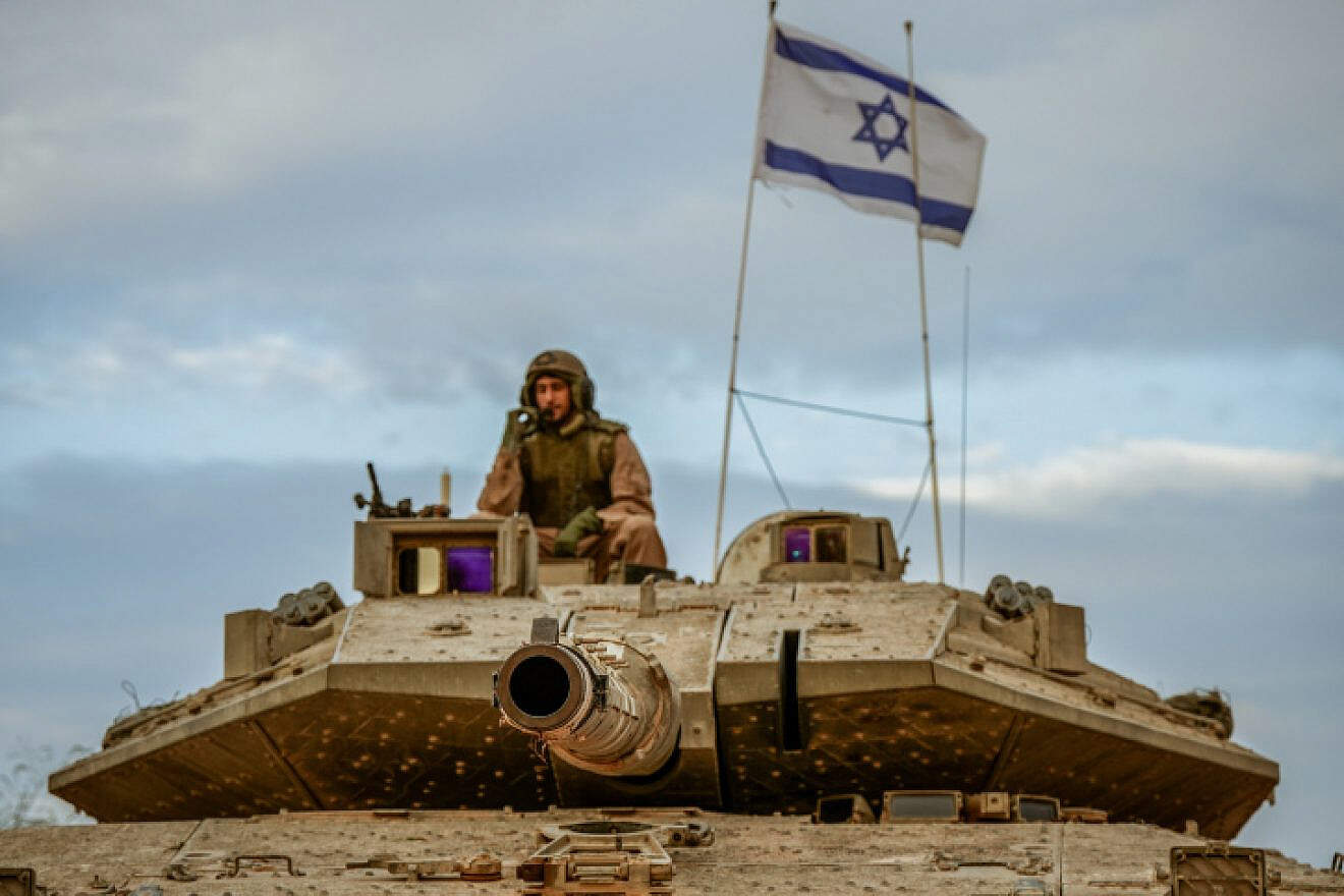 An Israeli tank at a staging area near the Lebanese border, Oct. 30, 2023. Photo by Ayal Margolin/Flash90.