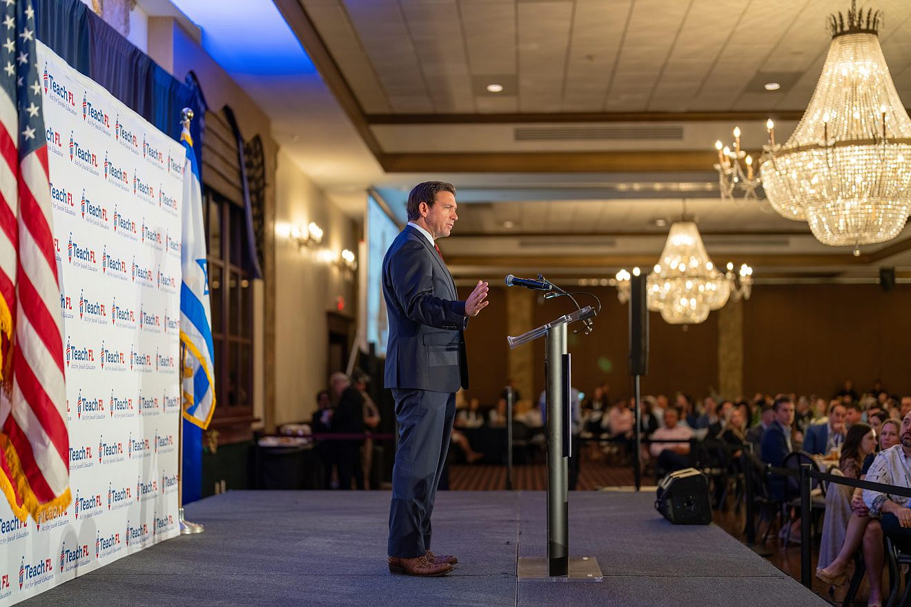 Florida Gov. Ron DeSantis speaks at a Teach Florida Legislative Breakfast on Oct. 29, 2023. Credit: Teach Coalition/Coco Productions.