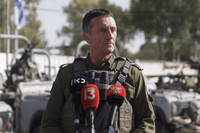 IDF Chief of Staff Lt. Gen. Herzi Halevi delivers a message, Oct. 12, 2023. Source: Screenshot.