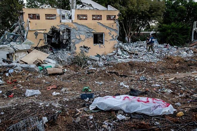 Days after Oct. 7, destruction seen after the assault by Hamas terrorists in Kibbutz Be'eri, near Gaza border in southern Israel, Oct. 11, 2023. Photo by Oren Ben Hakoon/Flash90.