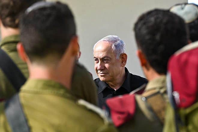 Israeli Prime Minister Benjamin Netanyahu visited the IDF General Staff Reconnaissance Unit base in southern Israel on Oct. 17, 2023. Credit: Kobi Gideon/GPO.