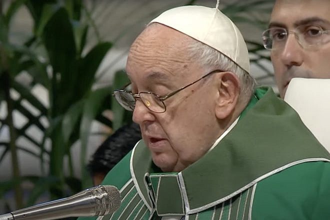 Pope Francis presides over mass at St. Peter's Basilica in Rome on Oct. 29, 2023. Source: Vatican News/YouTube.