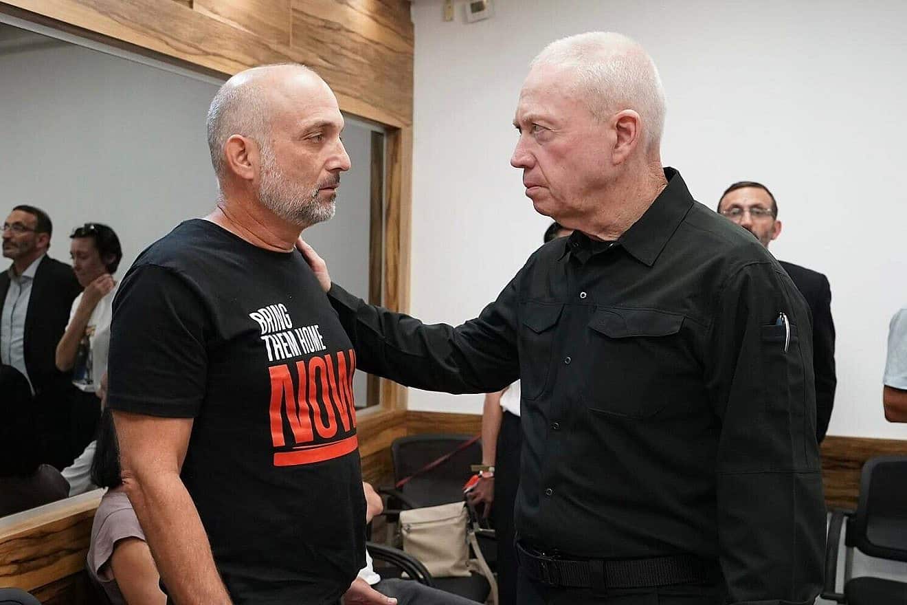 Israeli Defense Minister Yoav Gallant meets with the families of hostages held in the Gaza Strip, Oct. 29, 2023. Photo by Ariel Hermoni/Defense Ministry.