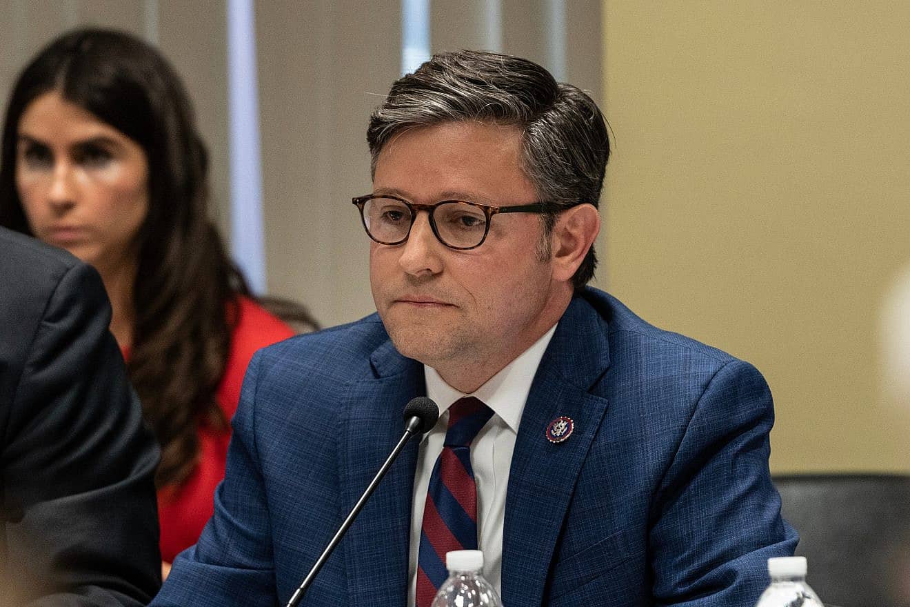 Speaker of the House Mike Johnson (R-La.) speaks during a House Judiciary Committee field hearing on New York City violent crimes at Javits Federal Building in New York City on April 17, 2023. Credit: Lev Radin/Shutterstock.
