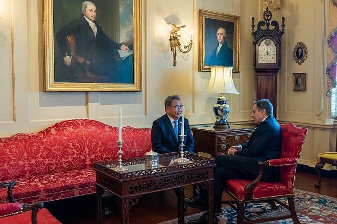 U.S. Secretary of State Antony Blinken (right) meets with South Korean Foreign Minister Park Jin at the U.S. Department of State in Washington on June 13, 2022. Credit: Ron Przysucha/U.S. State Department.