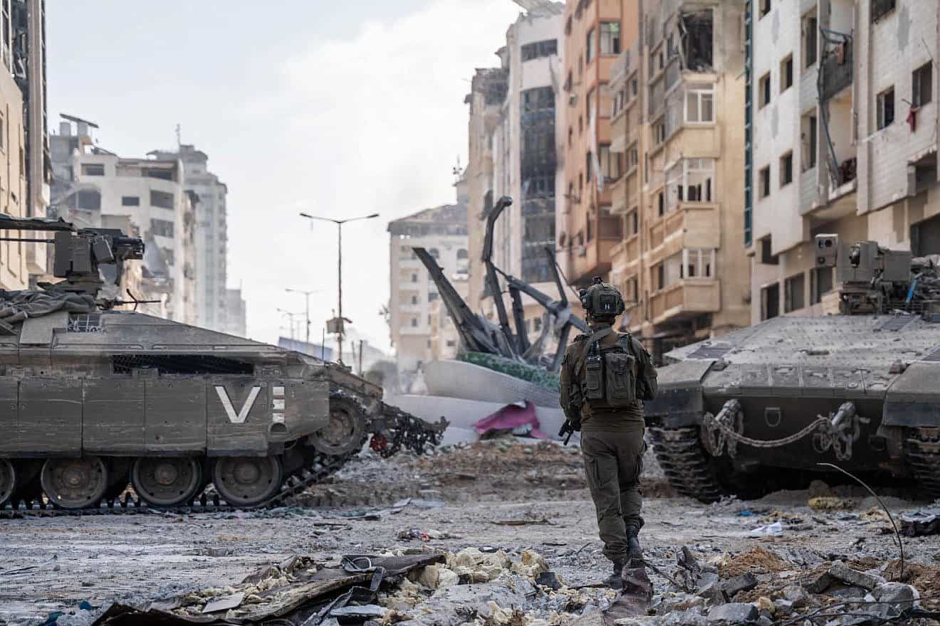 Israeli troops operating in the Hamas-ruled Gaza Strip, Nov. 12, 2023. Credit: IDF.