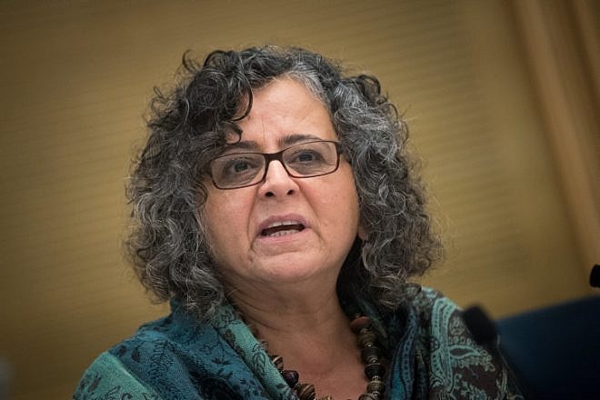 Joint Arab List MK Aida Touma-Sliman leads a Status of Women and Gender Equality Committee meeting at the Israeli parliament, Nov. 21, 2017. Photo by Yonatan Sindel/Flash90.