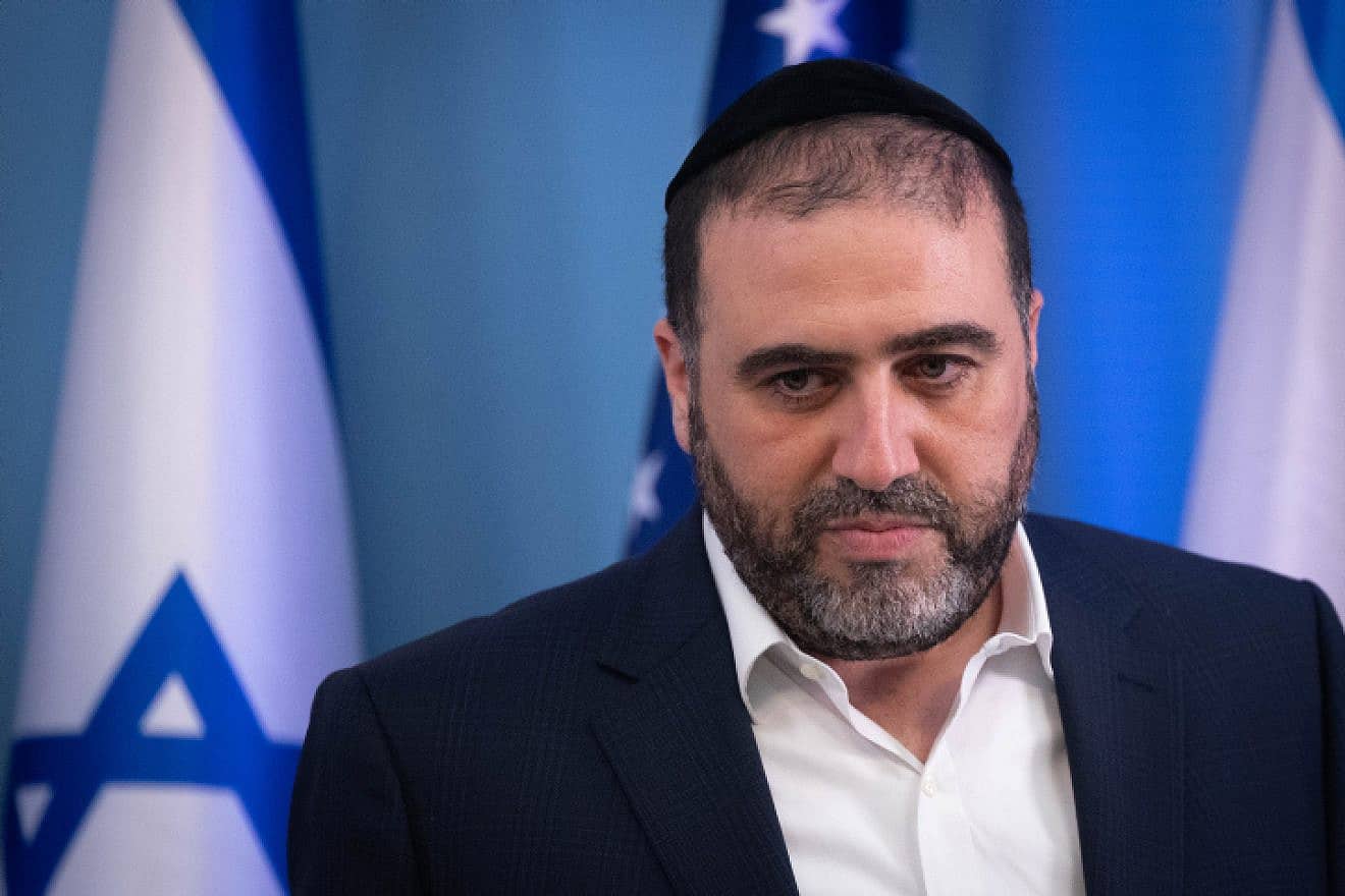 Interior Minister Moshe Arbel attends a press conference after the U.S. admitted Israel to its visa-waiver program, at the Prime Minister's Office in Jerusalem on Sept. 28, 2023. Photo by Chaim Goldberg/Flash90.