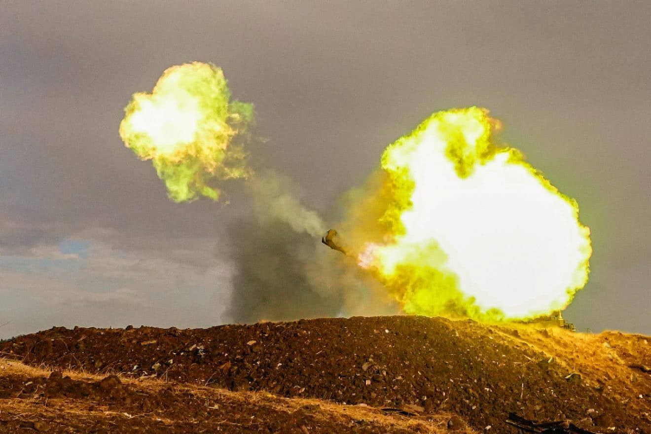 IDF artillery fires at an enemy target in Lebanon, Nov. 2, 2023. Photo by Ayal Margolin/Flash90.