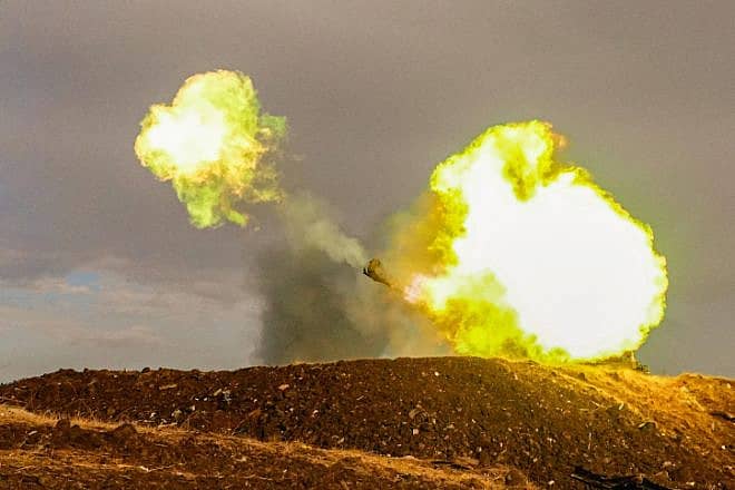 IDF artillery fires at an enemy target in Lebanon, Nov. 2, 2023. Photo by Ayal Margolin/Flash90.