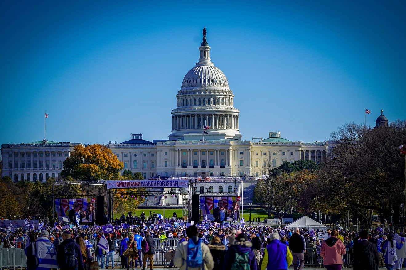 Nearly 300,000 people attended the "March for Israel" rally on the National Mall in Washington, D.C., on Nov. 14, 2023. Photo by Shay Shohat/Flash90.