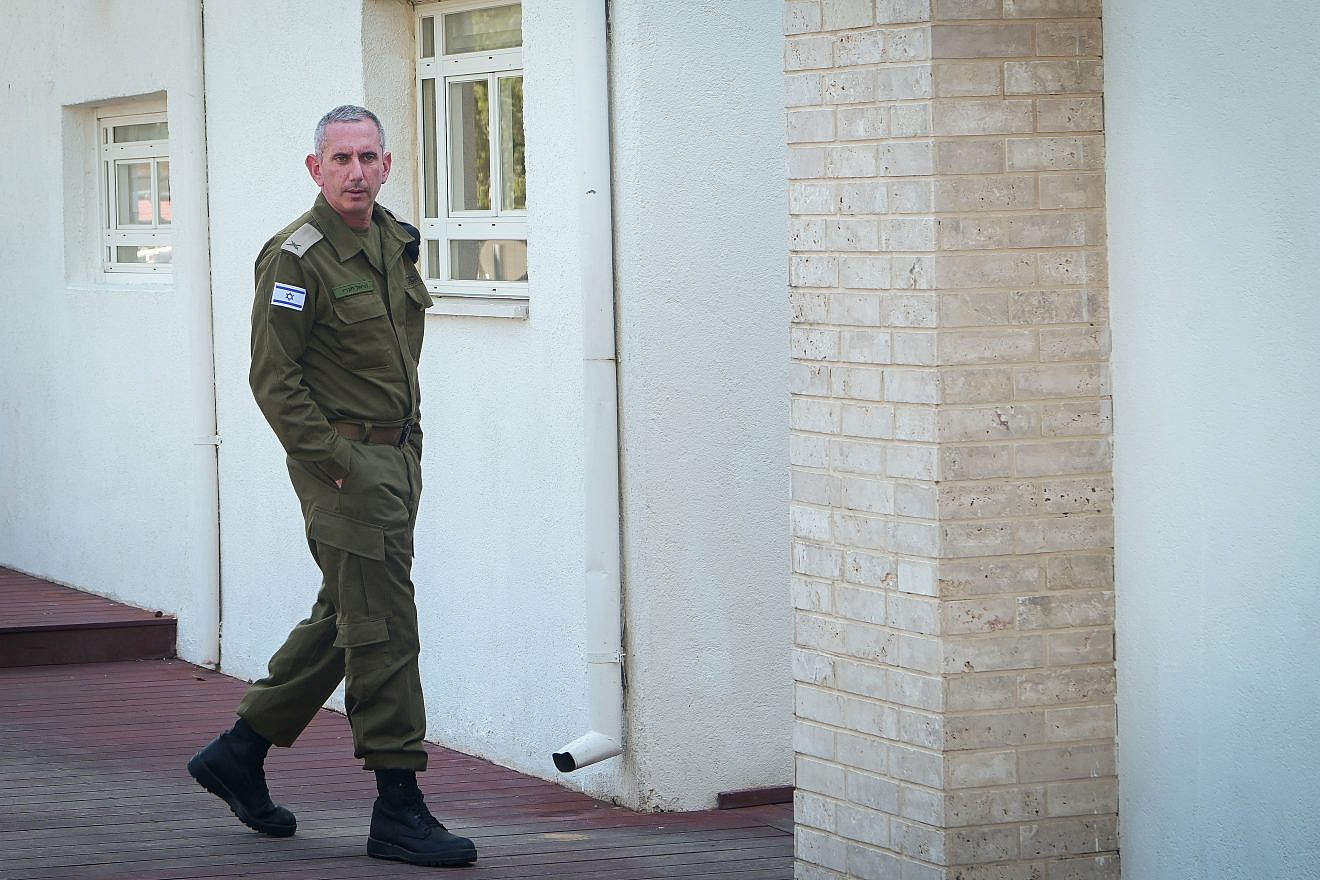 IDF Spokesperson Rear Adm. Daniel Hagari on his way to give a statement to the media in Tel Aviv, Oct. 16, 2023. Photo by Avshalom Sassoni/Flash90.