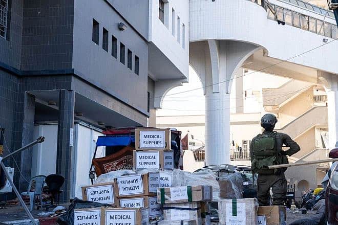 The Israel Defense Forces delivers supplies to Shifa Hospital in Gaza City, Nov. 15, 2023. Source: IDF.
