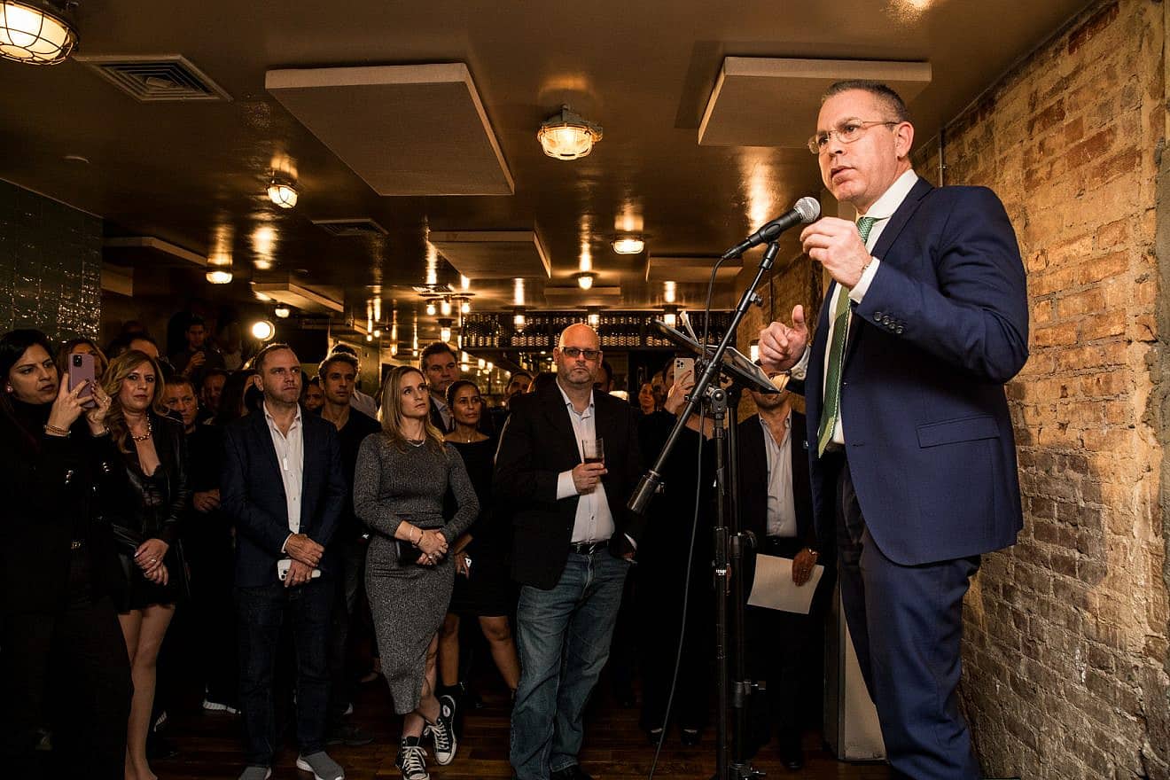 Israeli Ambassador Gilad Erdan at the grand opening of Malka NYC on Nov. 16, 2023. Photo by Ohad Kab.