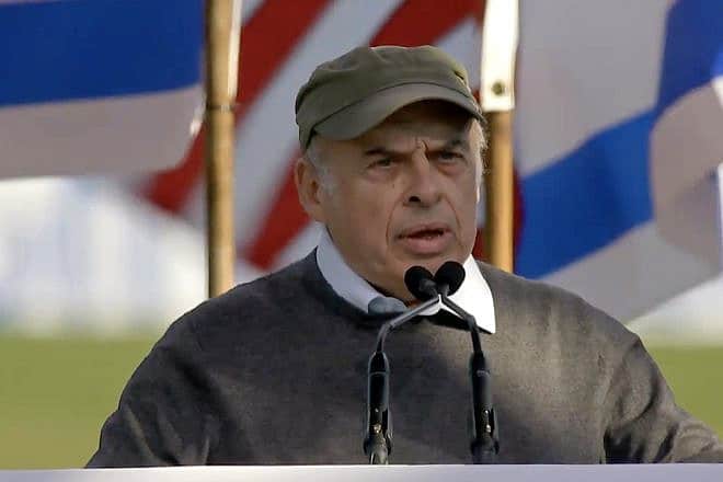 Former Soviet refusenik and Israeli statesman Natan Sharansky addresses the nearly 300,000 attendees of the “March for Israel” rally in Washington, D.C., on Nov. 14, 2023. Source: Screenshot.