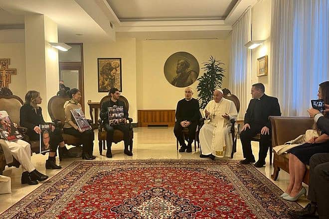 Pope Francis meets at the Vatican with relatives of Israelis held captive in the Gaza Strip, Nov. 22, 2023. Photo by Yair Rotem.