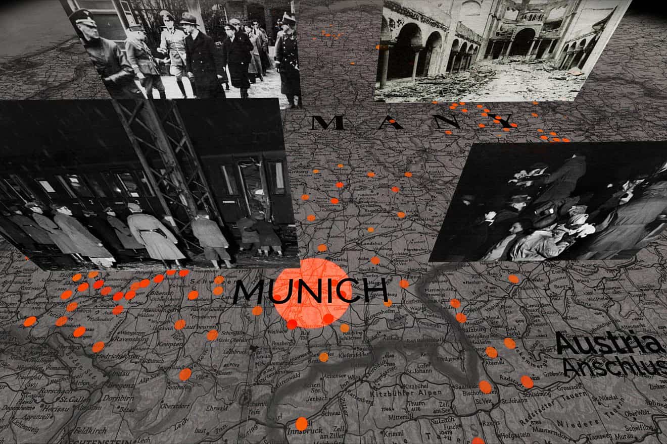 Teaser of a forthcoming virtual reality project, to debut in 2024, about Kristallnacht and its aftermath. Credit: Claims Conference.
