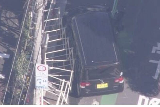 The scene of the vehicular attack near the Israeli Embassy in Tokyo, Nov. 16, 2023. Credit: StandWithUs/X.