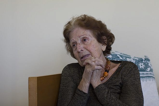 Holocaust survivor Ruth Haran, 87, from Kibbutz Be'eri, pleads for her seven family members including two great grandchildren being held captive by Hamas in Gaza, Nov. 7, 2023. Photo by Rina Castelnuovo.